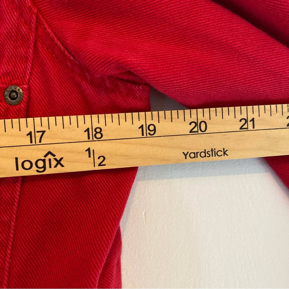 Vtg Newport News Jeanology Long Red Button-Front Denim Coat Dress Patriotic 12 - Picture 9 of 12